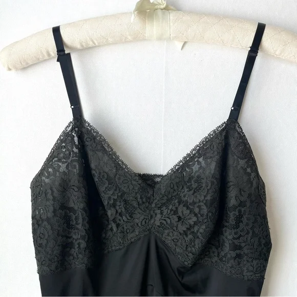 Vintage Henson Kickernick Full Dress Slip / Negligee Black + Gray Lace Size 32 - Picture 2 of 16